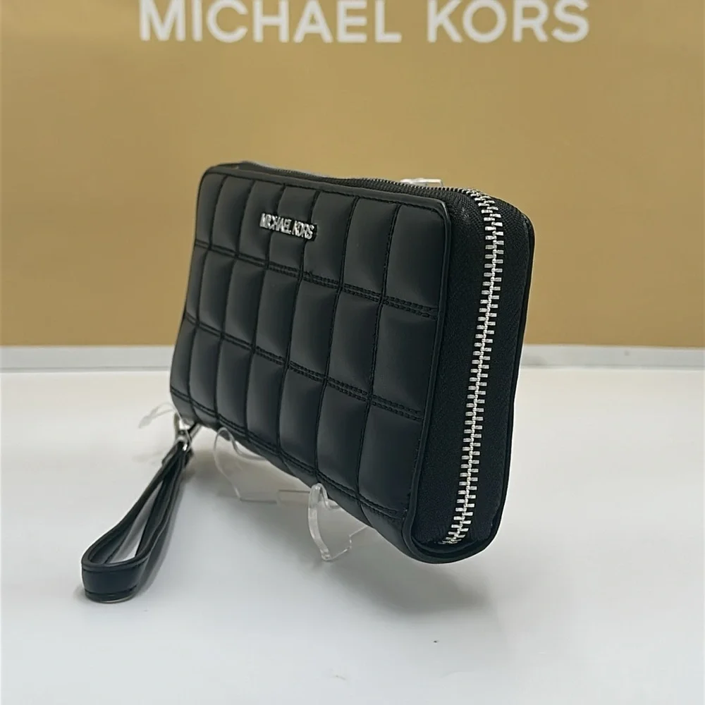 MICHAEL KORS Continental Wristlet Phone Case Wallet Black  NWT